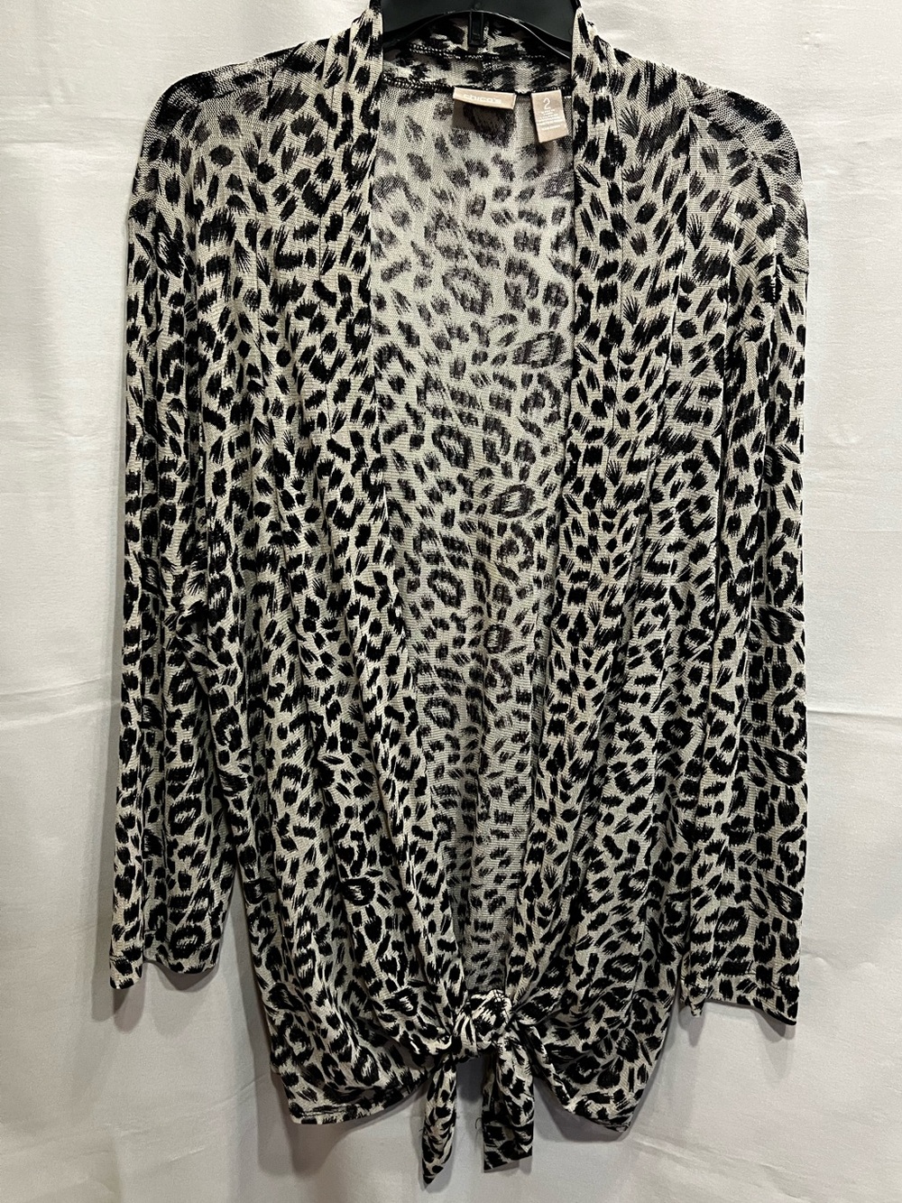 Chico's Three Quarter Sleeve Animal Print Tie Front Cardigan Size 2 (L, 12)